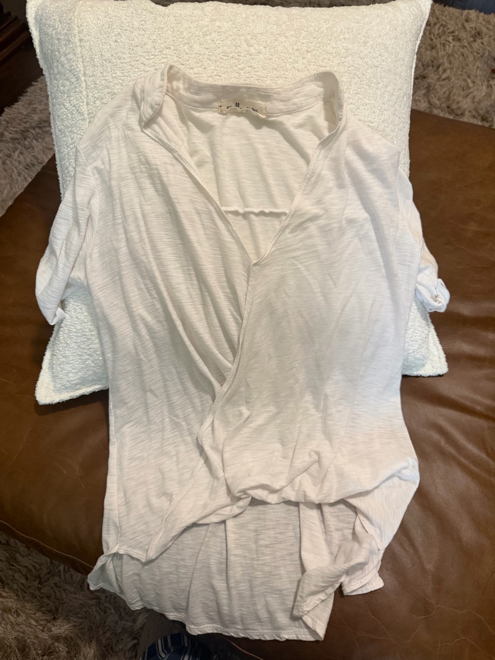 Lightweight White Short Sleeve Wrap Tee